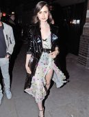 Lily Collins at Chiltern Firehouse with Friends in London