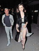 Lily Collins at Chiltern Firehouse with Friends in London