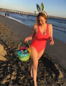 Maitland Ward on the Set of an Easter Themed Photoshoot in Long Beach