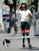 Nina Dobrev Walking her Dog in West Hollywood