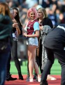 Pixie Lott Performing at West Ham vs Everton Football Match Half Time in London