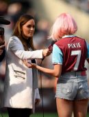 Pixie Lott Performing at West Ham vs Everton Football Match Half Time in London