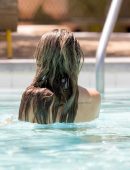 Rachel McCord Nipslip at a Pool in Indio
