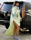Rihanna Leggy, Arriving at Her Fenty and Puma Pop-up Store in Los Angeles