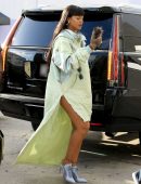 Rihanna Leggy, Arriving at Her Fenty and Puma Pop-up Store in Los Angeles