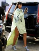 Rihanna Leggy, Arriving at Her Fenty and Puma Pop-up Store in Los Angeles