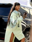 Rihanna Leggy, Arriving at Her Fenty and Puma Pop-up Store in Los Angeles
