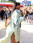 Rihanna Leggy, Arriving at Her Fenty and Puma Pop-up Store in Los Angeles