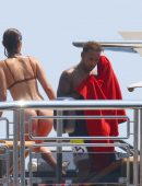 Bella Hadid in Brown Bikini on a Yacht in Cannes