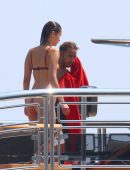 Bella Hadid in Brown Bikini on a Yacht in Cannes