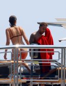 Bella Hadid in Brown Bikini on a Yacht in Cannes