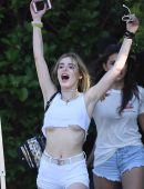 Bella Thorne Pokies and Underboob in a Crop Top at Magic Mountain in Valencia, CA