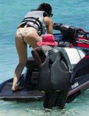 Catherine Harding Booty in Bikini on the Beach in Barbados