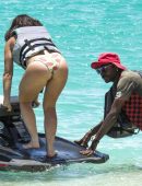 Catherine Harding Booty in Bikini on the Beach in Barbados
