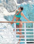 Emily Ratajkowski in Green Bikini in and Around Pool in Eden Roc, Cannes