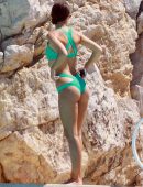 Emily Ratajkowski in Green Bikini in and Around Pool in Eden Roc, Cannes