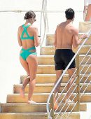 Emily Ratajkowski in Green Bikini in and Around Pool in Eden Roc, Cannes