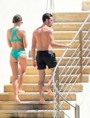 Emily Ratajkowski in Green Bikini in and Around Pool in Eden Roc, Cannes