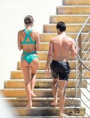 Emily Ratajkowski in Green Bikini in and Around Pool in Eden Roc, Cannes