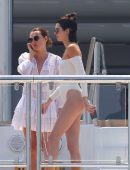 Kendall Jenner in White Swimsuit in Cannes