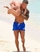 Olivia Buckland in Red Bikini on the Beach in Cape Verde