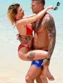 Olivia Buckland in Red Bikini on the Beach in Cape Verde