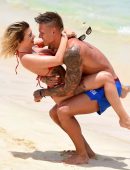 Olivia Buckland in Red Bikini on the Beach in Cape Verde