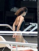 Penelope Cruz in Swimsuit at a Pool in Miami