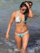 Priyanka Chopra in Bikini, Swimming in the Ocean at Beach in Miami
