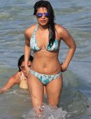 Priyanka Chopra in Bikini, Swimming in the Ocean at Beach in Miami