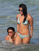 Priyanka Chopra in Bikini, Swimming in the Ocean at Beach in Miami