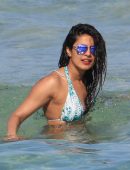 Priyanka Chopra in Bikini, Swimming in the Ocean at Beach in Miami
