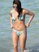 Priyanka Chopra in Bikini, Swimming in the Ocean at Beach in Miami