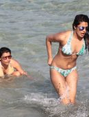 Priyanka Chopra in Bikini, Swimming in the Ocean at Beach in Miami