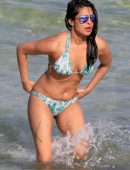 Priyanka Chopra in Bikini, Swimming in the Ocean at Beach in Miami