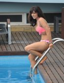 Roxanne Pallett in Bikini at Poolside in Portugal