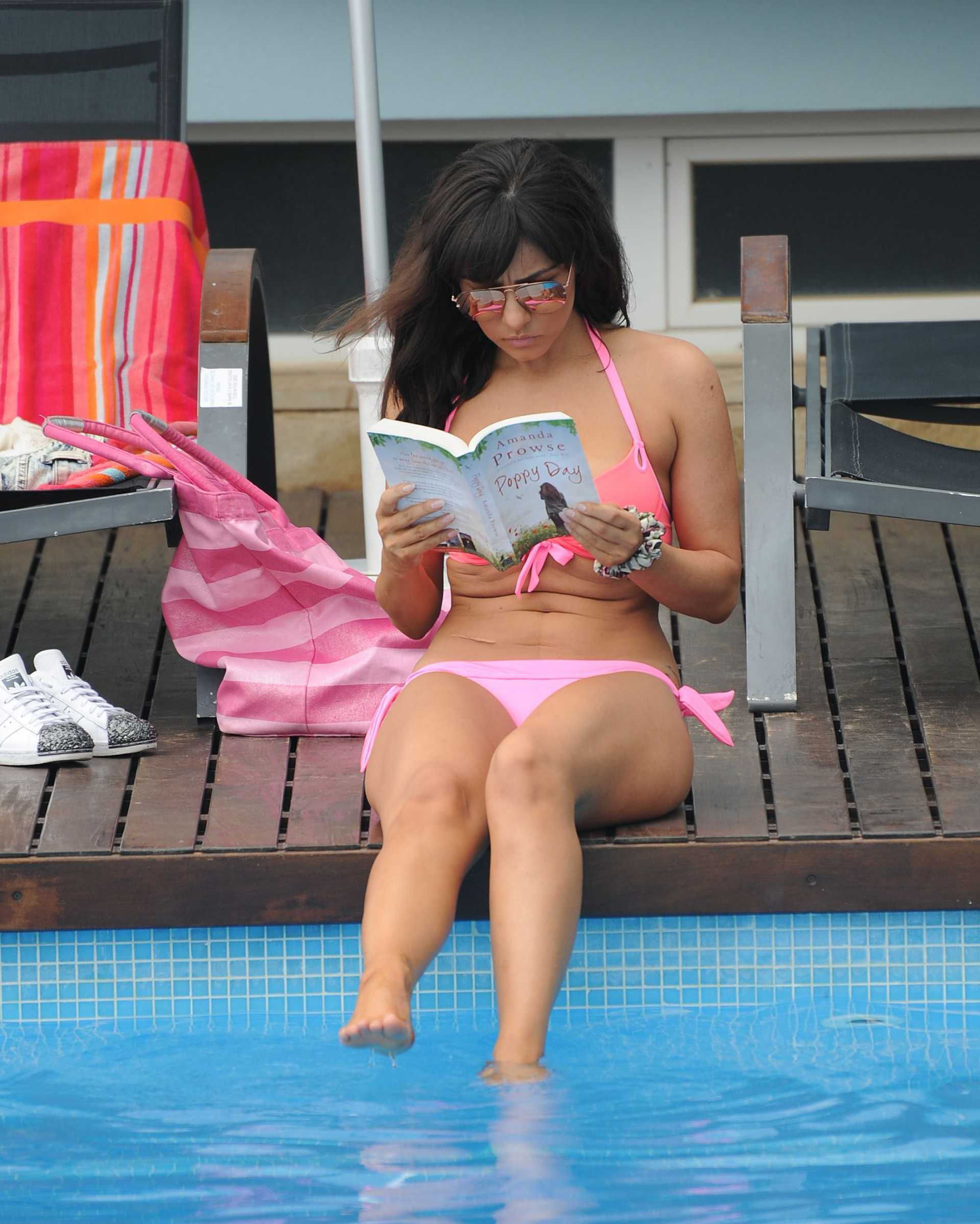 Roxanne Pallett in Bikini at Poolside in Portugal