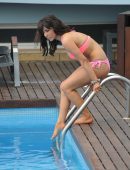 Roxanne Pallett in Bikini at Poolside in Portugal