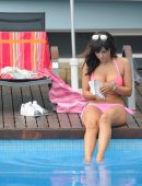 Roxanne Pallett in Bikini at Poolside in Portugal