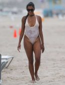 Claudia Jordan in Swimsuit on the Beach in Miami