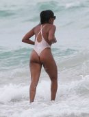 Claudia Jordan in Swimsuit on the Beach in Miami