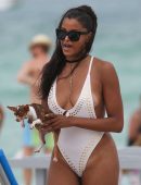 Claudia Jordan in Swimsuit on the Beach in Miami