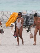 Claudia Jordan in Swimsuit on the Beach in Miami