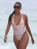 Claudia Jordan in Swimsuit on the Beach in Miami