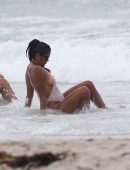 Claudia Jordan in Swimsuit on the Beach in Miami