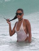 Claudia Jordan in Swimsuit on the Beach in Miami