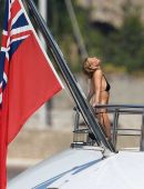 Gwyneth Paltrow Booty in Black Bikini on a Yacht in St Tropez