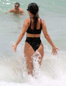 Kourtney Kardashian in Black Bikini on the Beach in Miami