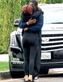 Kylie Jenner Booty in Tights and Travis Scott Out in Los Angeles