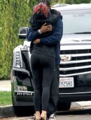 Kylie Jenner Booty in Tights and Travis Scott Out in Los Angeles